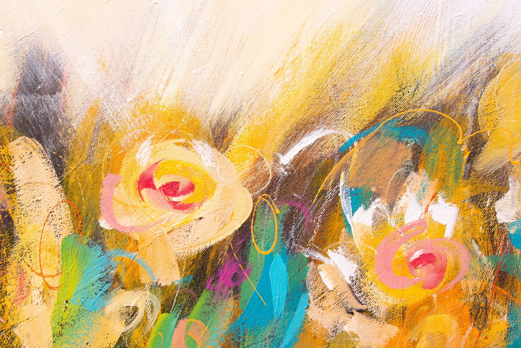 Expressive abstract painting detail with layered brushstrokes