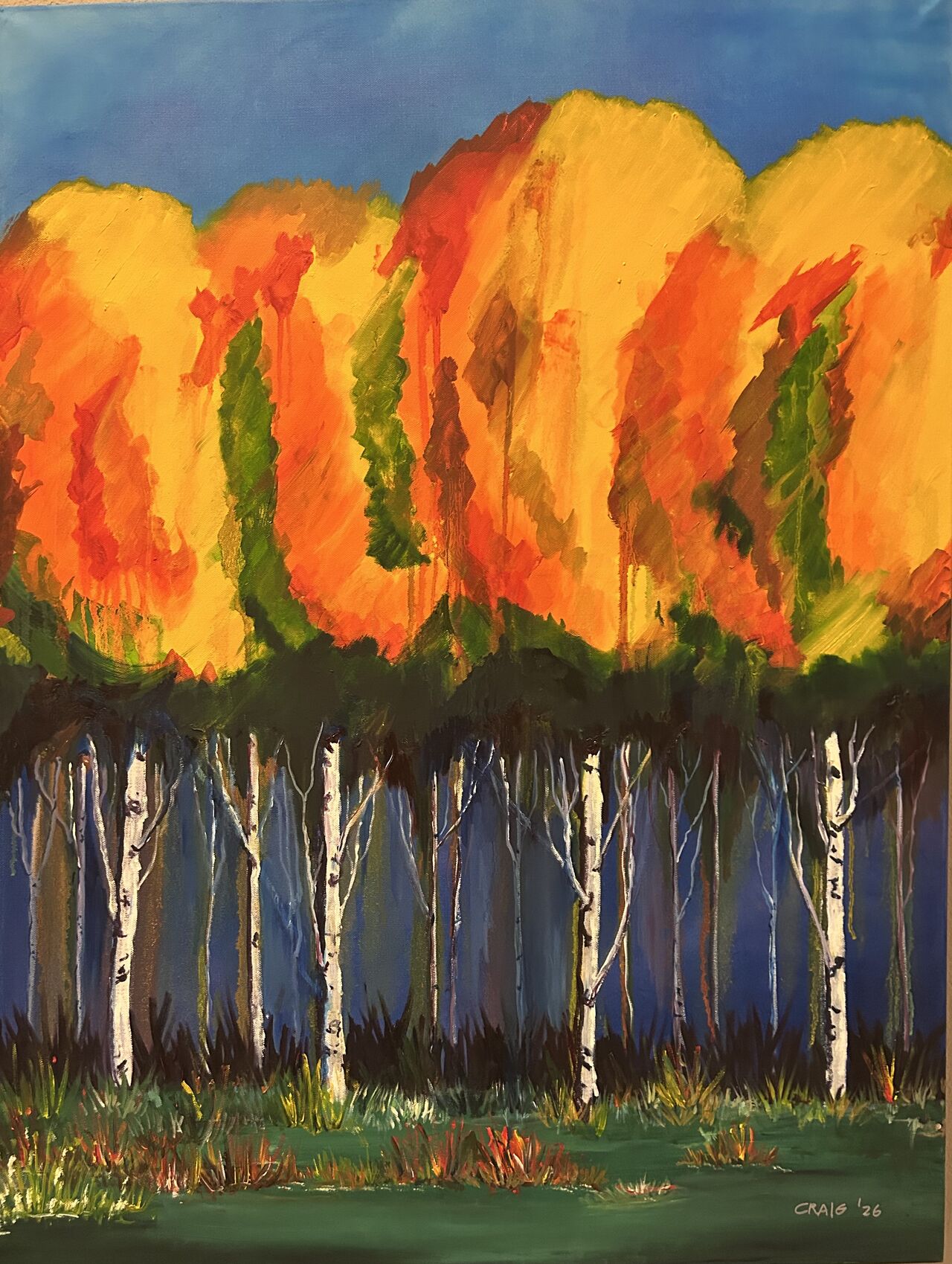 Aspens at dusk artwork by Craig Galati